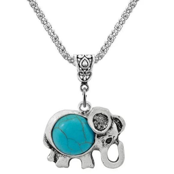 Strength & Serenity: Elephant Faux Turquoise Necklace - Picture 1 of 1